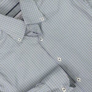 Charles Tyrwhitt Shirt Mens 14.5 32/33 Green Check Extra Slim Non Iron Cotton